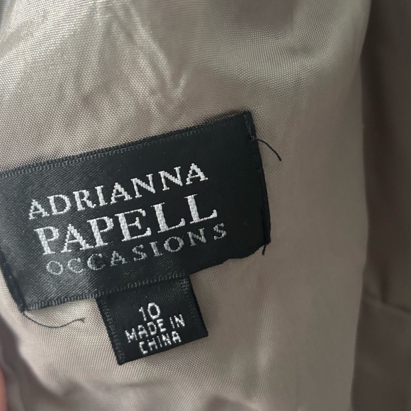 Adrianna Papell Silver Gray Tiered Layered Cocktail Sheath Dress Formal Maxi - Picture 8 of 10